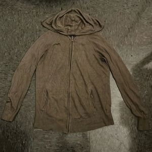 TAHARI Army green light hooded zip up. Size small.